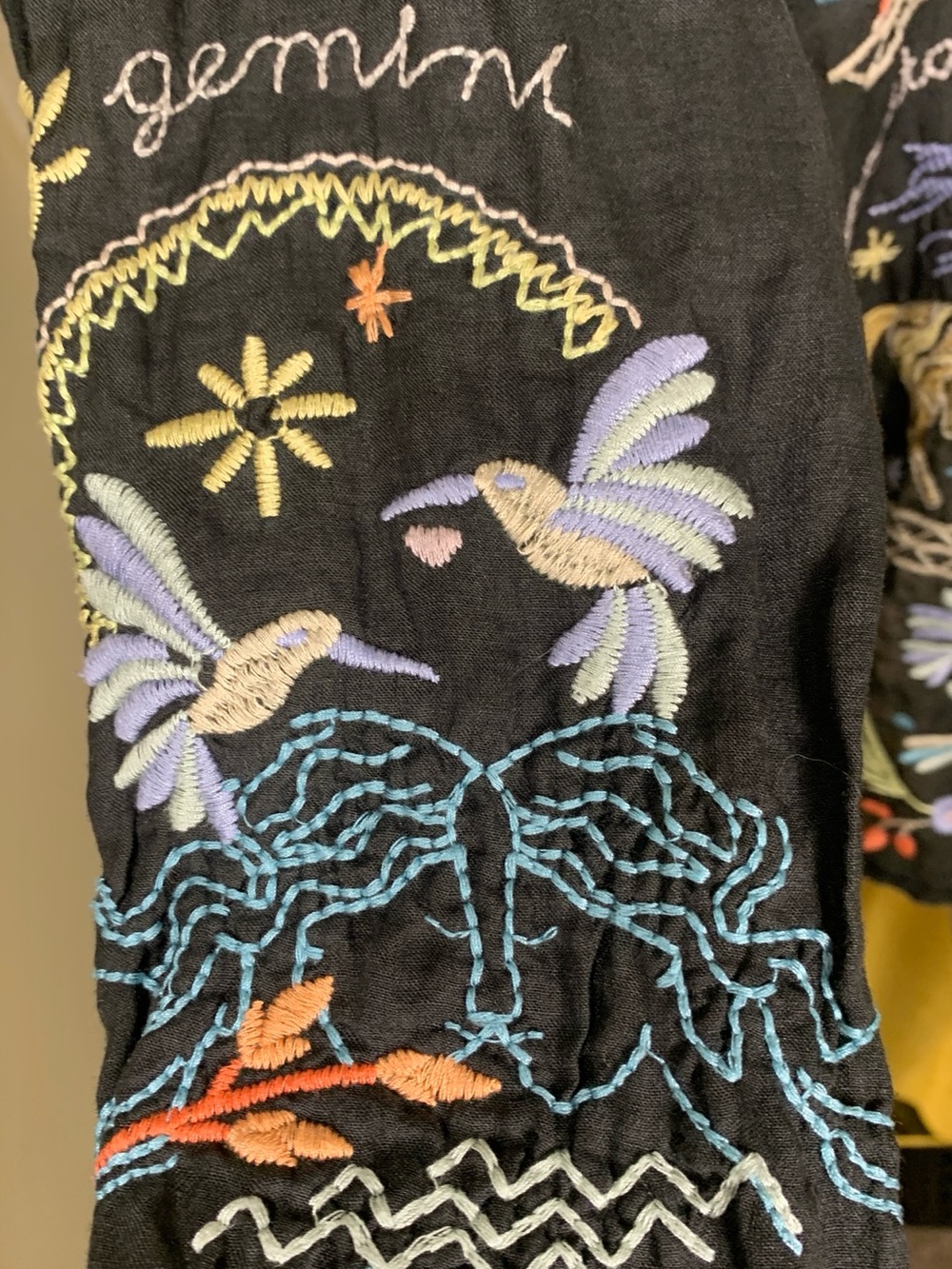 Johnny Was Astrology Zodiac Embroidered Boho Tunic Black XL - Picture 3 of 11